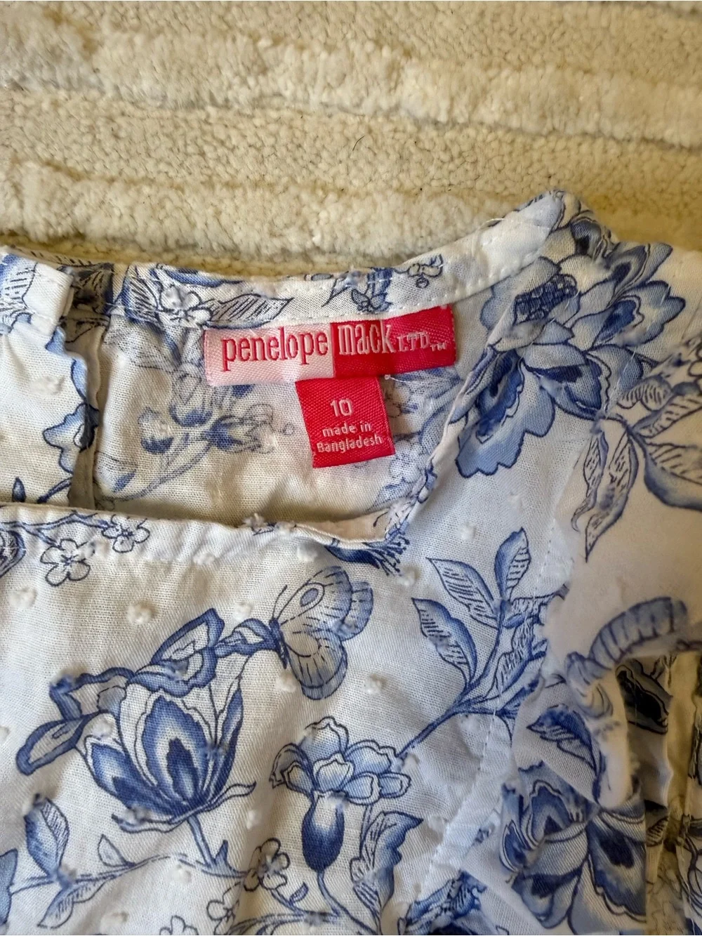 Penelope Mack White and Blue Floral Girls Matching Set